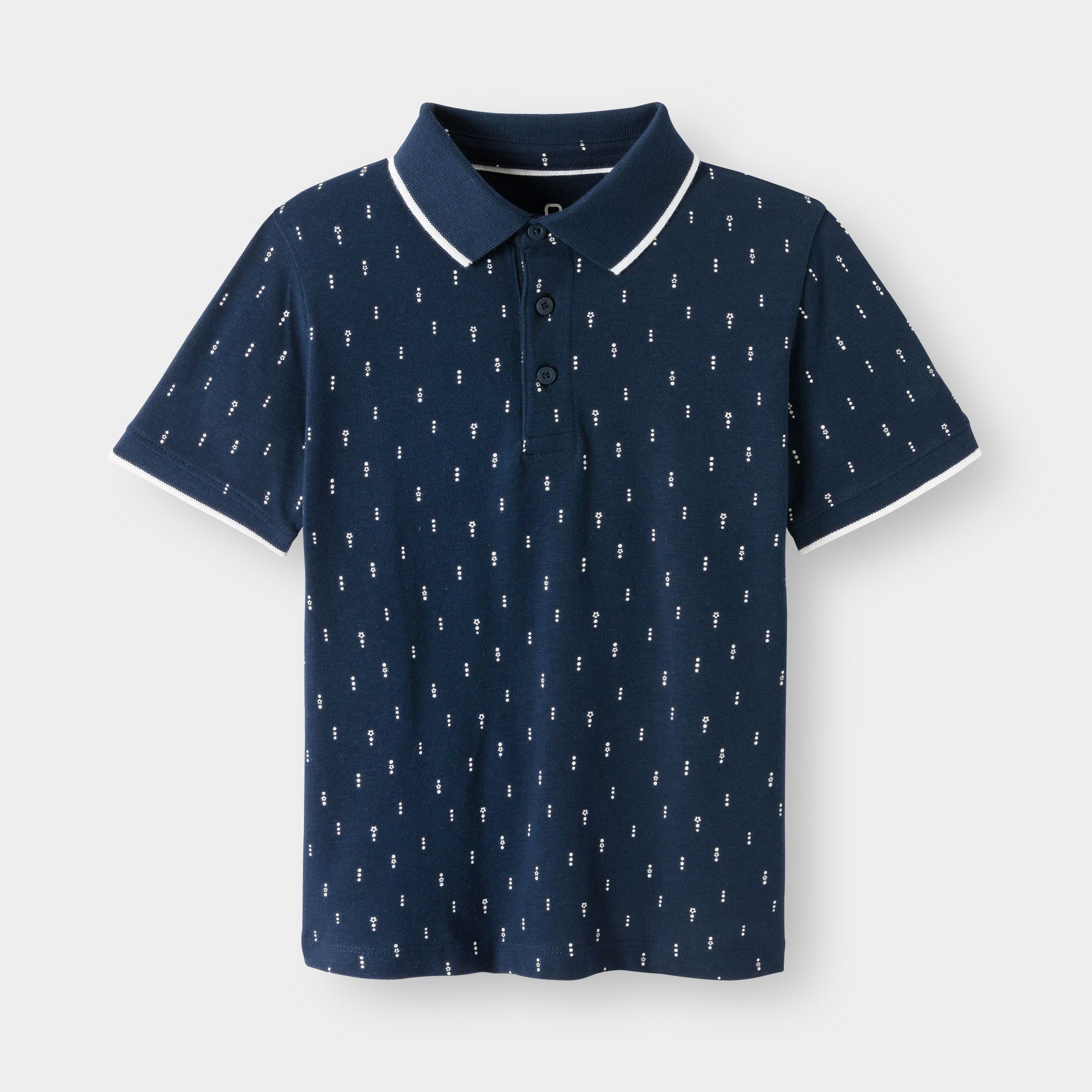 Áo polo cotton piqué in họa tiết